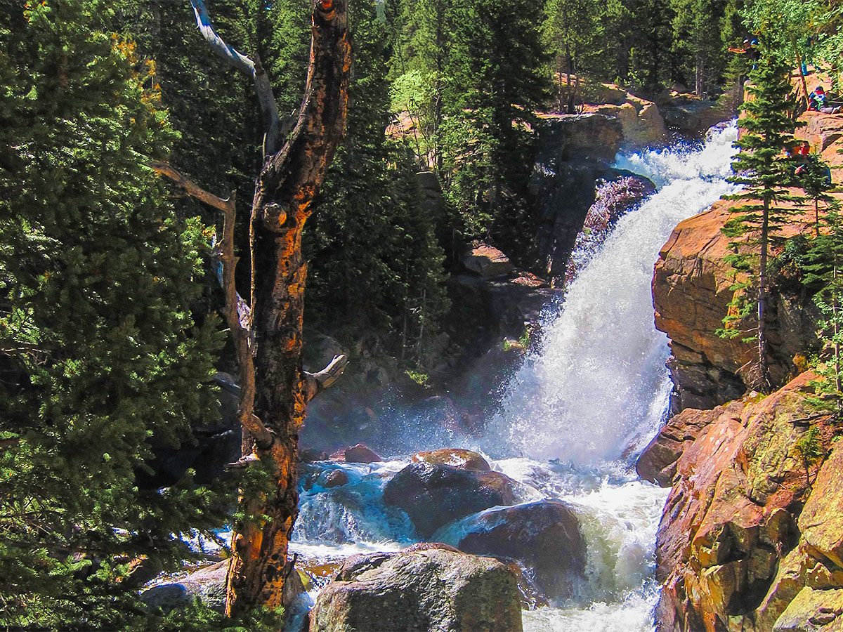 Waterfall on Loch hike in Rocky Mountain National Park, Colorado