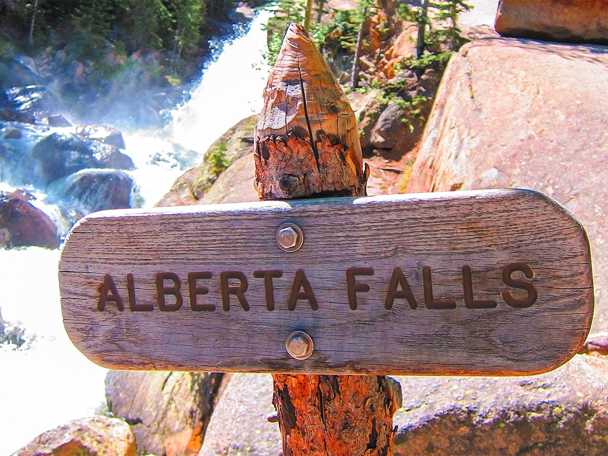 Alberta Falls on Loch hike in Rocky Mountain National Park, Colorado