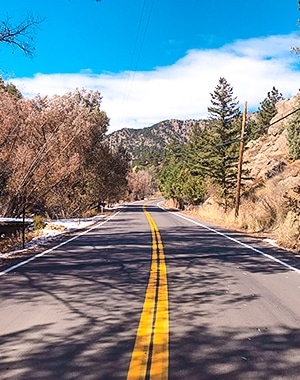 Jamestown road biking route near Boulder, Colorado