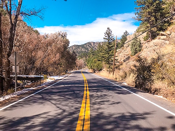 Scenery of Jamestown road biking route near Boulder, Colorado