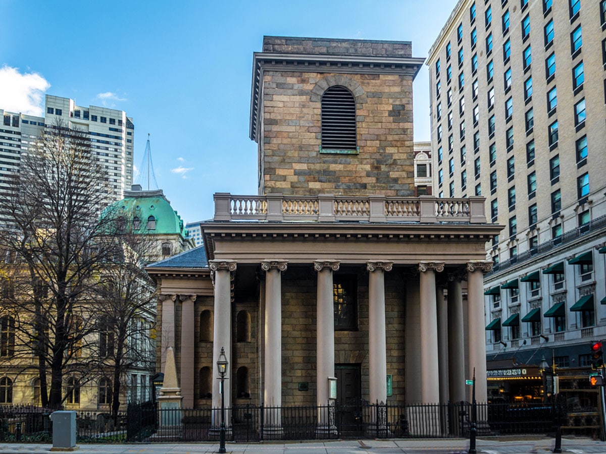 Kings Chapel on Financial District to Theatre District walking tour in Boston