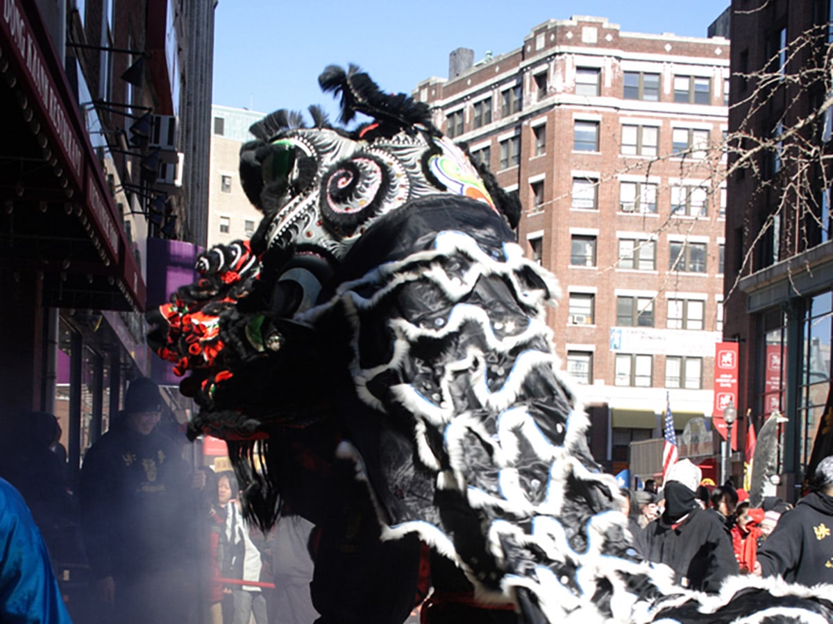 Lion dance in Chinatown in Financial District to Theatre District walking tour in Boston