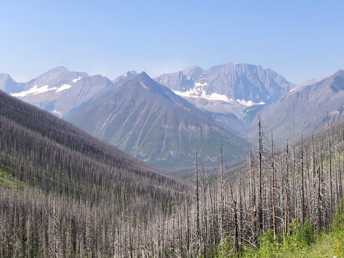 Views from Ball Pass to Shadow Lake backpacking trail in Kootenays National Park