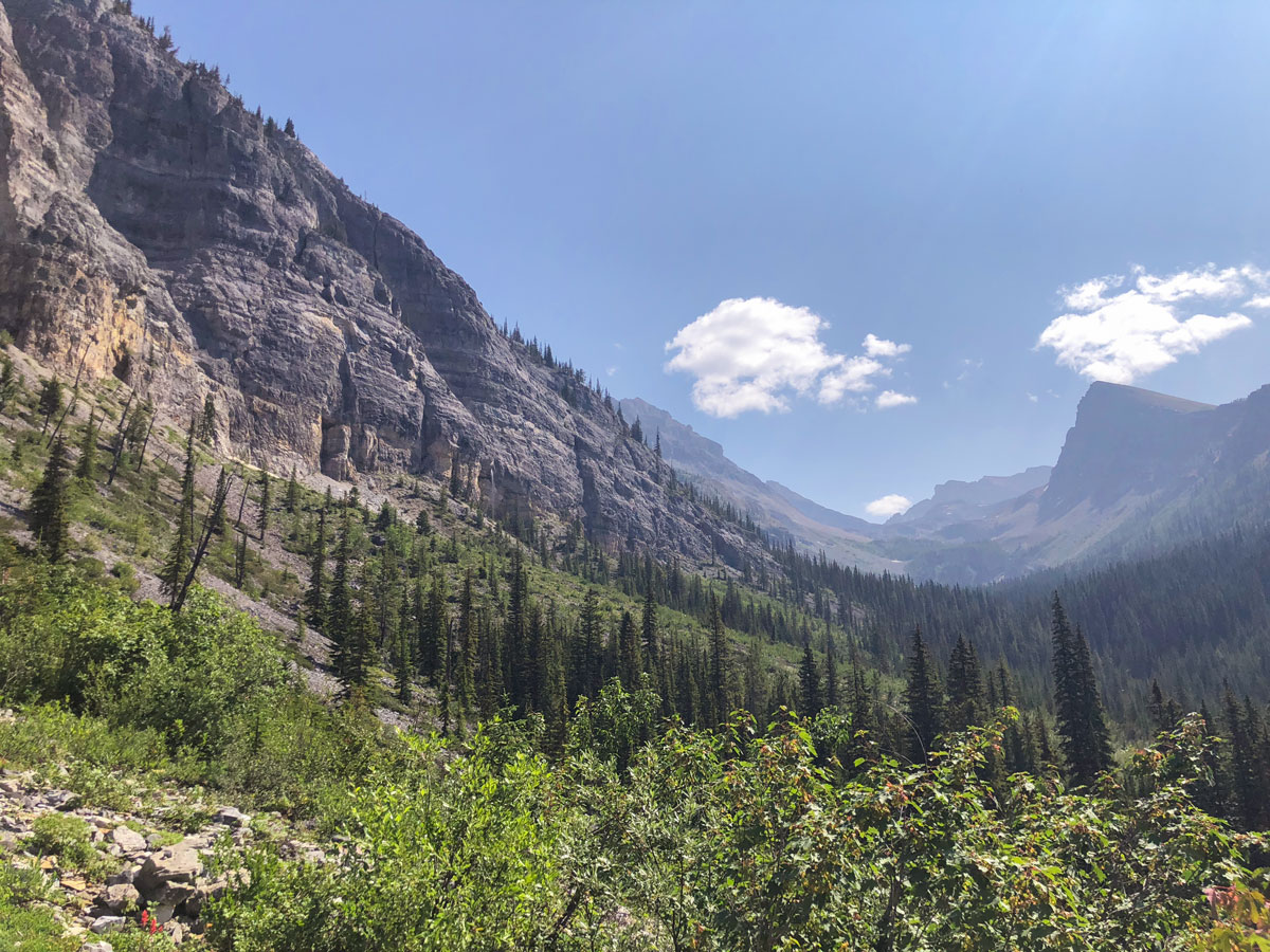 Amazing scenery on Ball Pass to Shadow Lake backpacking trail in Kootenays National Park