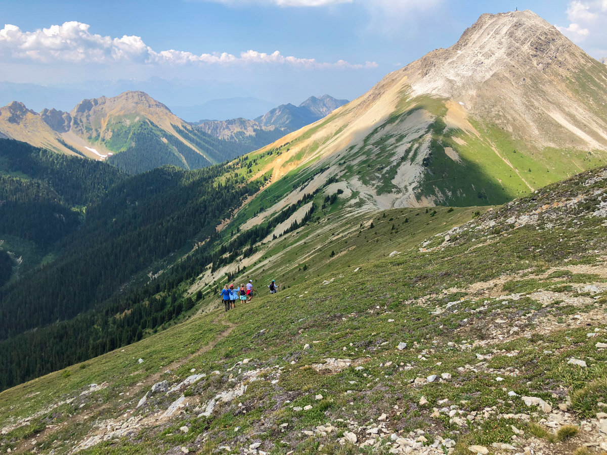 Hikers on Kindersley-Sinclair Loop hike in Kootenay National Park, the Canadian Rockies