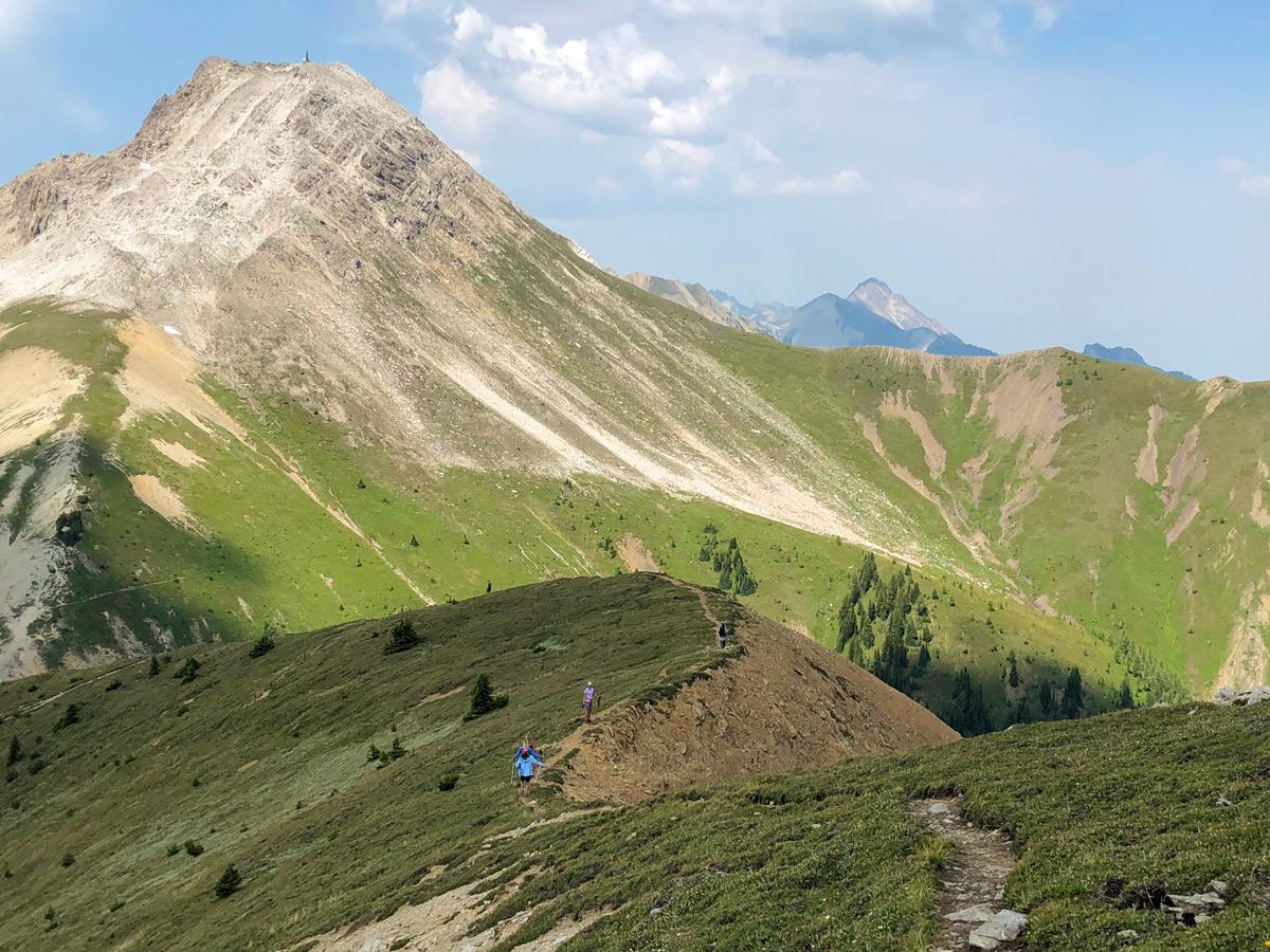 Descending on Kindersley-Sinclair Loop hike in Kootenay National Park