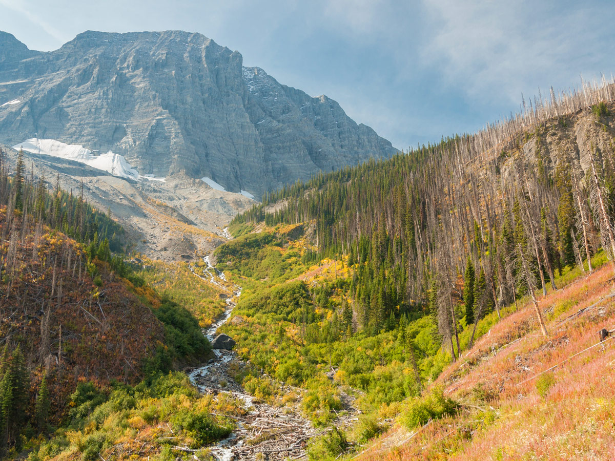 Great scenery on Floe Lake and Numa Pass backpacking trail in Kootenays National Park