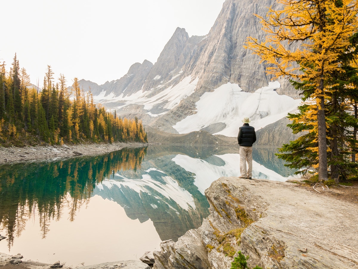 Pretty views on Floe Lake and Numa Pass backpacking trail in Kootenays National Park