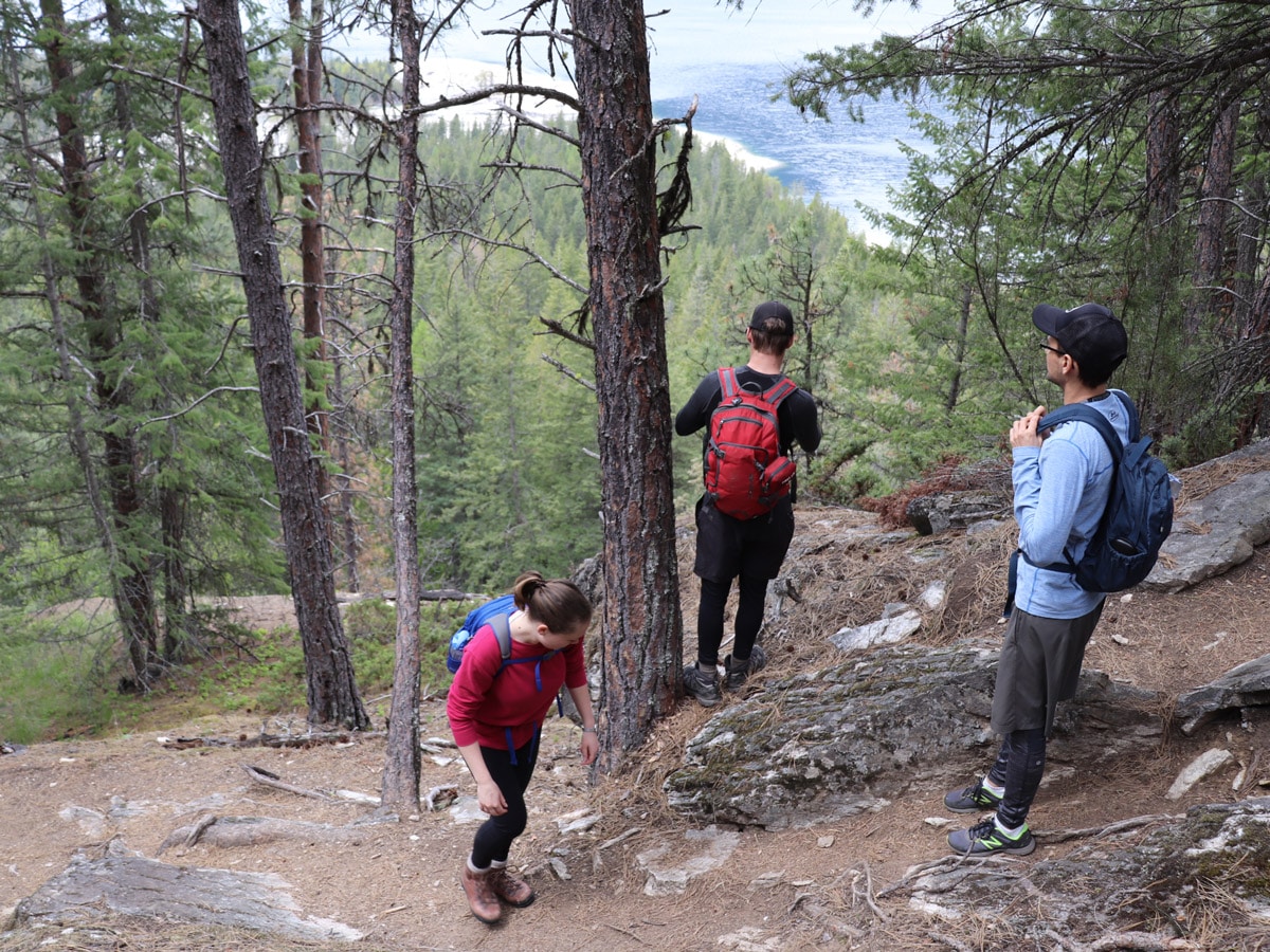 Descent on Fry Creek Canyon hike in West Kootenays