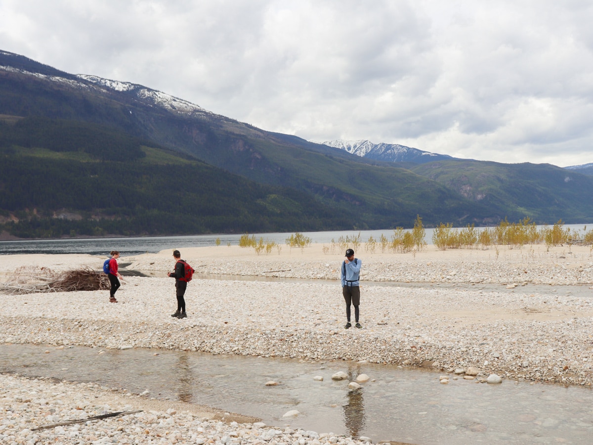 Beach on Fry Creek Canyon hike in West Kootenays