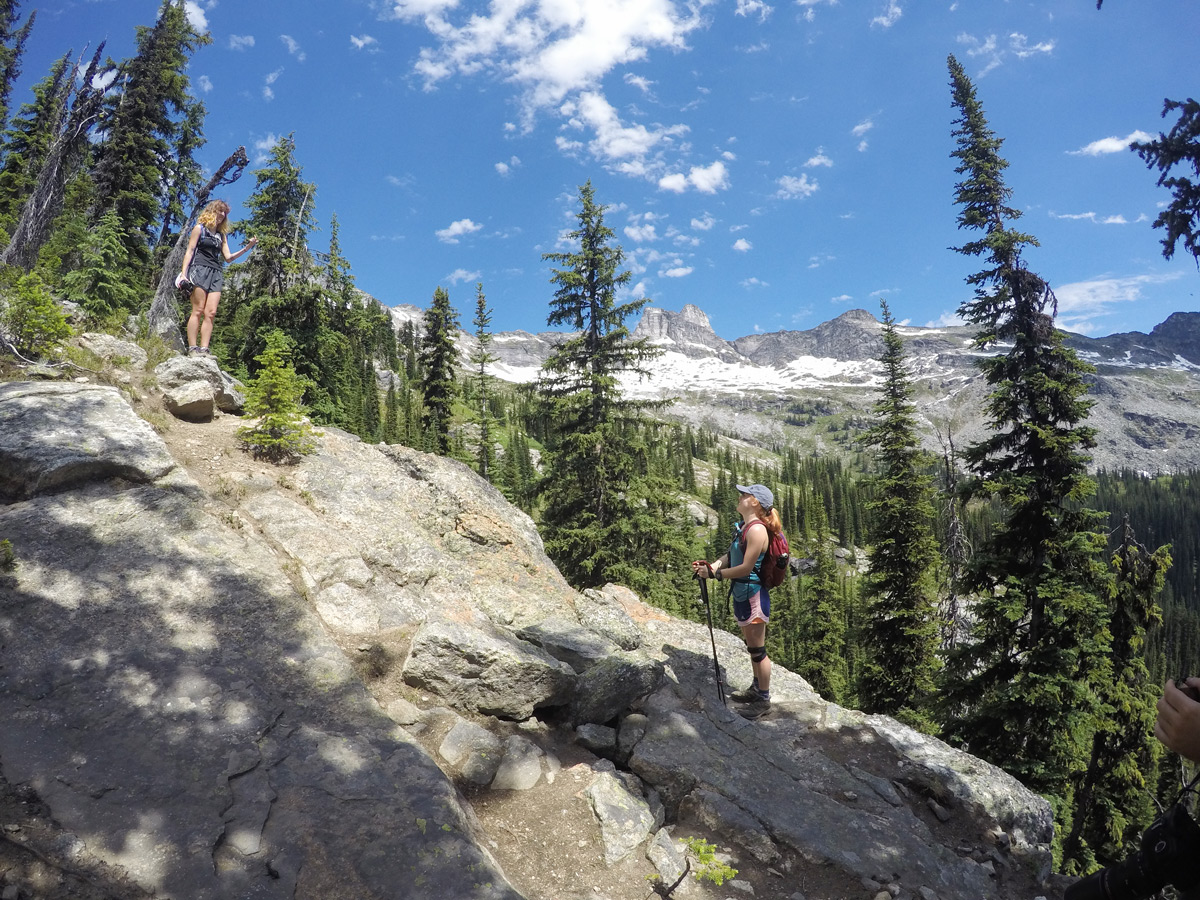 Hikers on Gimli Ridge hike in West Kootenays, the Canadian Rockies