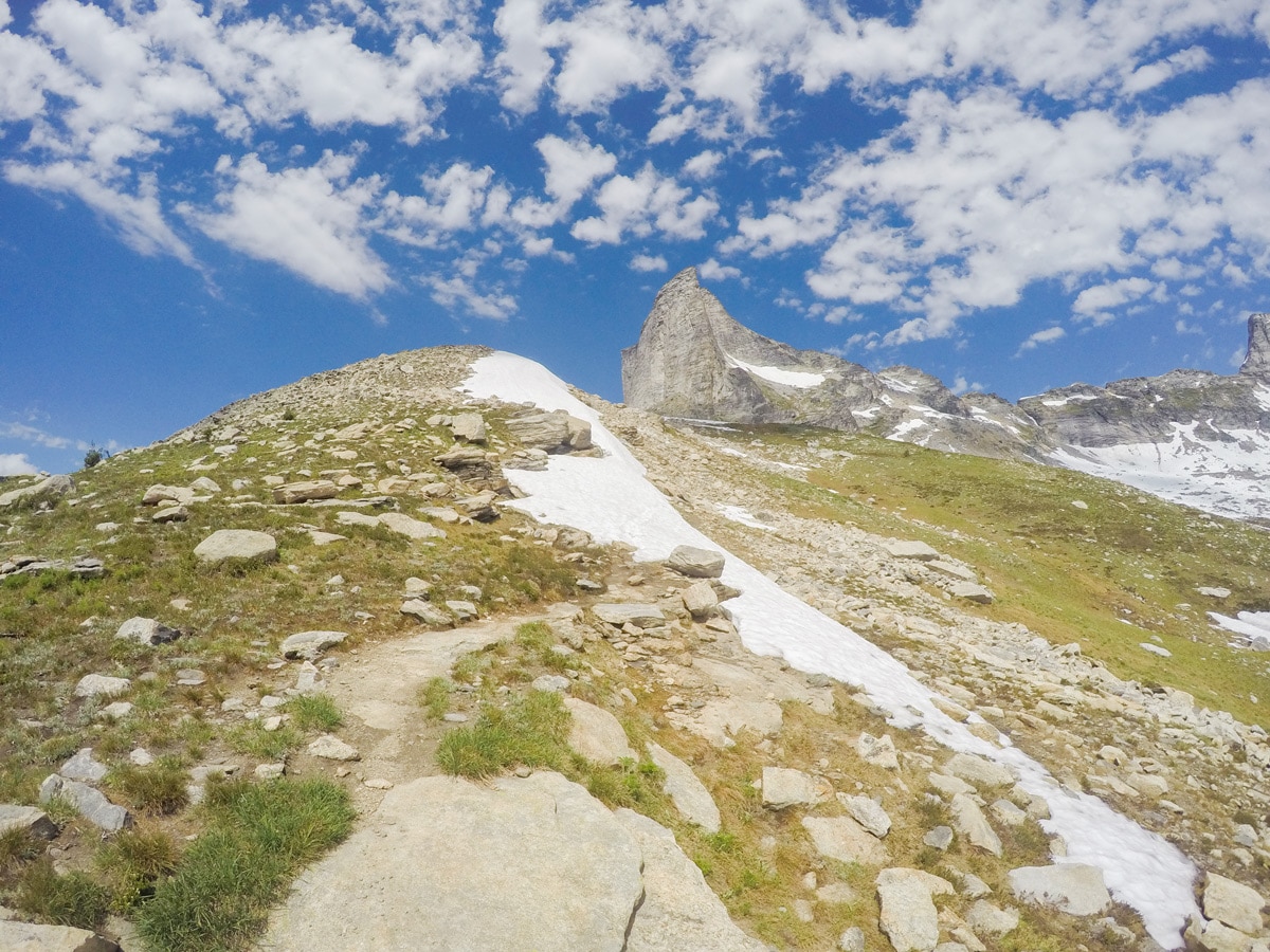 Approaching the peak on Gimli Ridge hike in West Kootenays, the Canadian Rockies