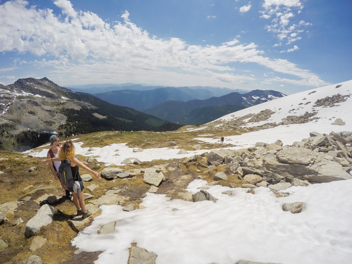 Snow on top of Gimli Ridge hike in West Kootenays, the Canadian Rockies