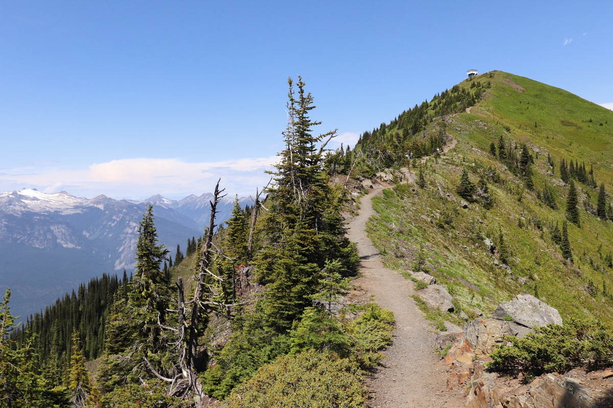 Approaching lookout on Idaho Peak hike in West Kootenays