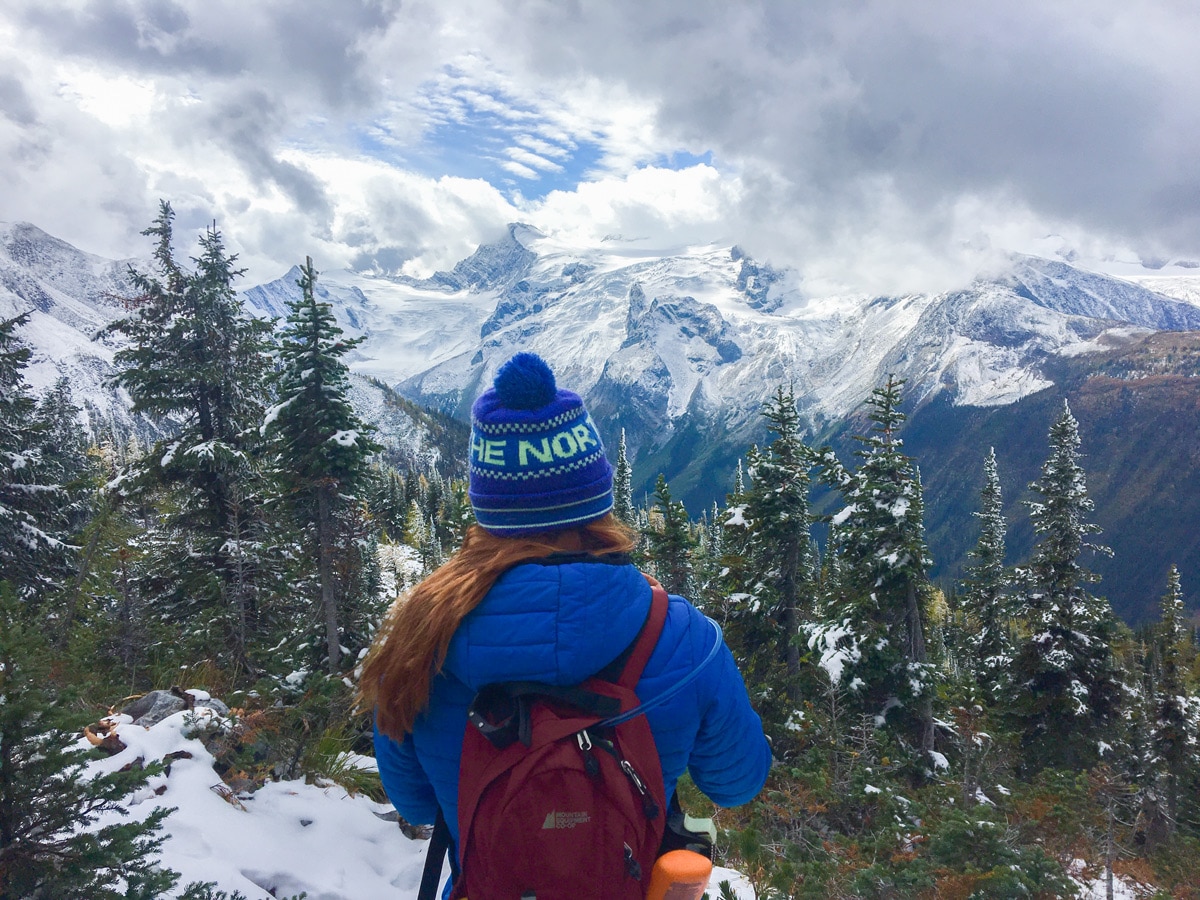 Amazing views from the pass on Jumbo Pass and Horseshoe Glacier hike in West Kootenays