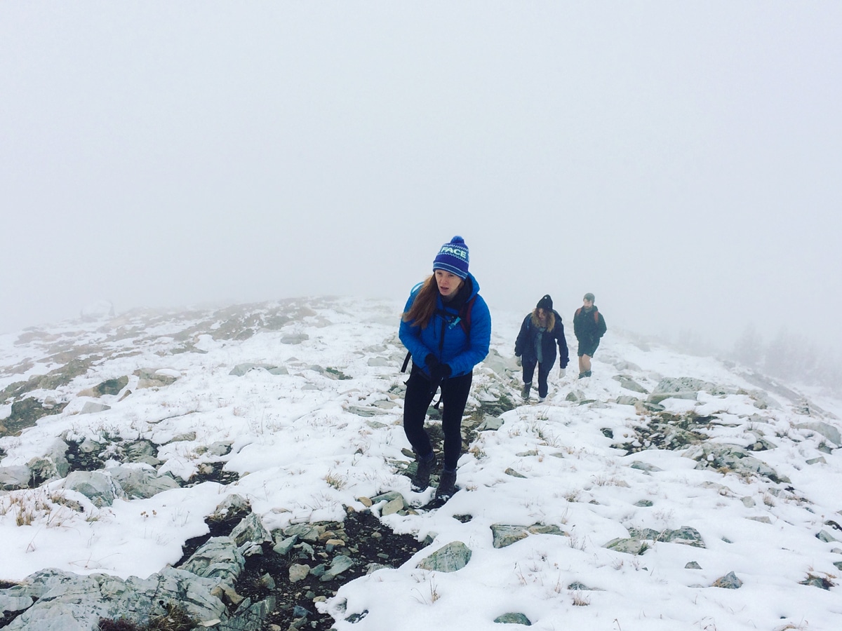 Hikers on Jumbo Pass and Horseshoe Glacier hike in West Kootenays