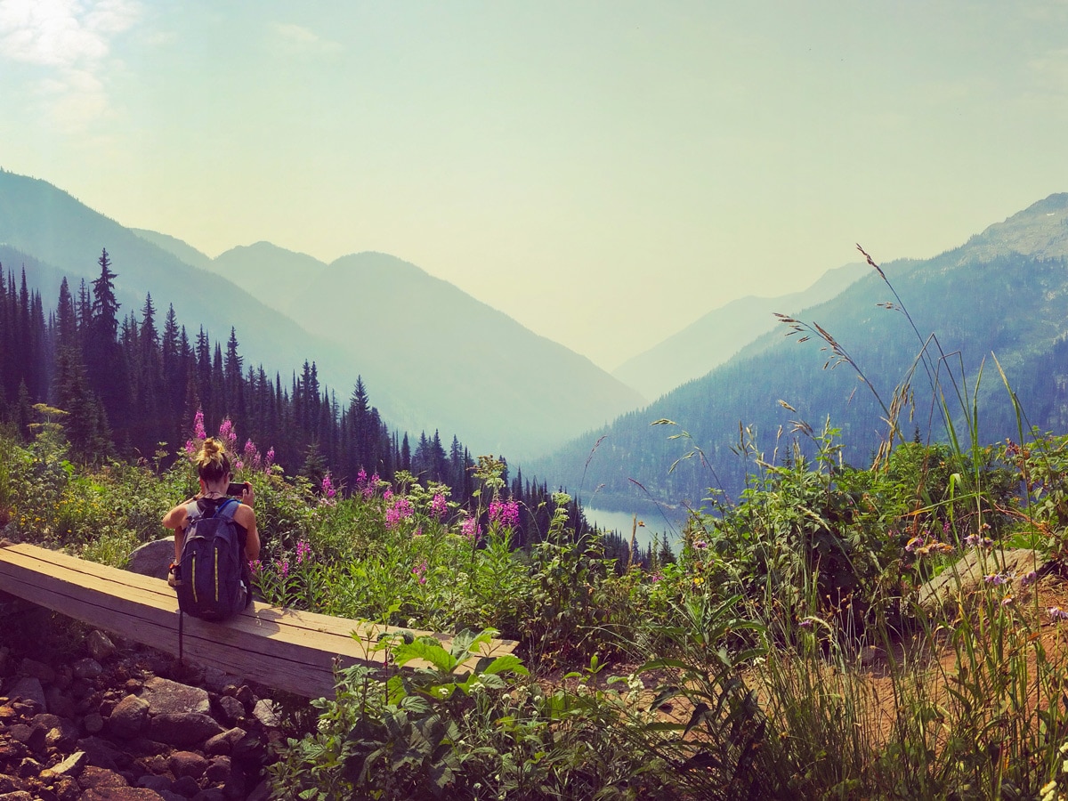 Kokanee Glacier Cabin hike in West Kootenays has beautiful valley views