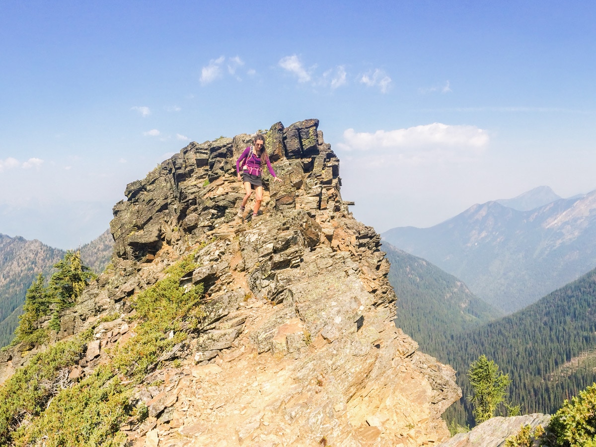 Scrambly trail of Mount Loki hike in West Kootenays