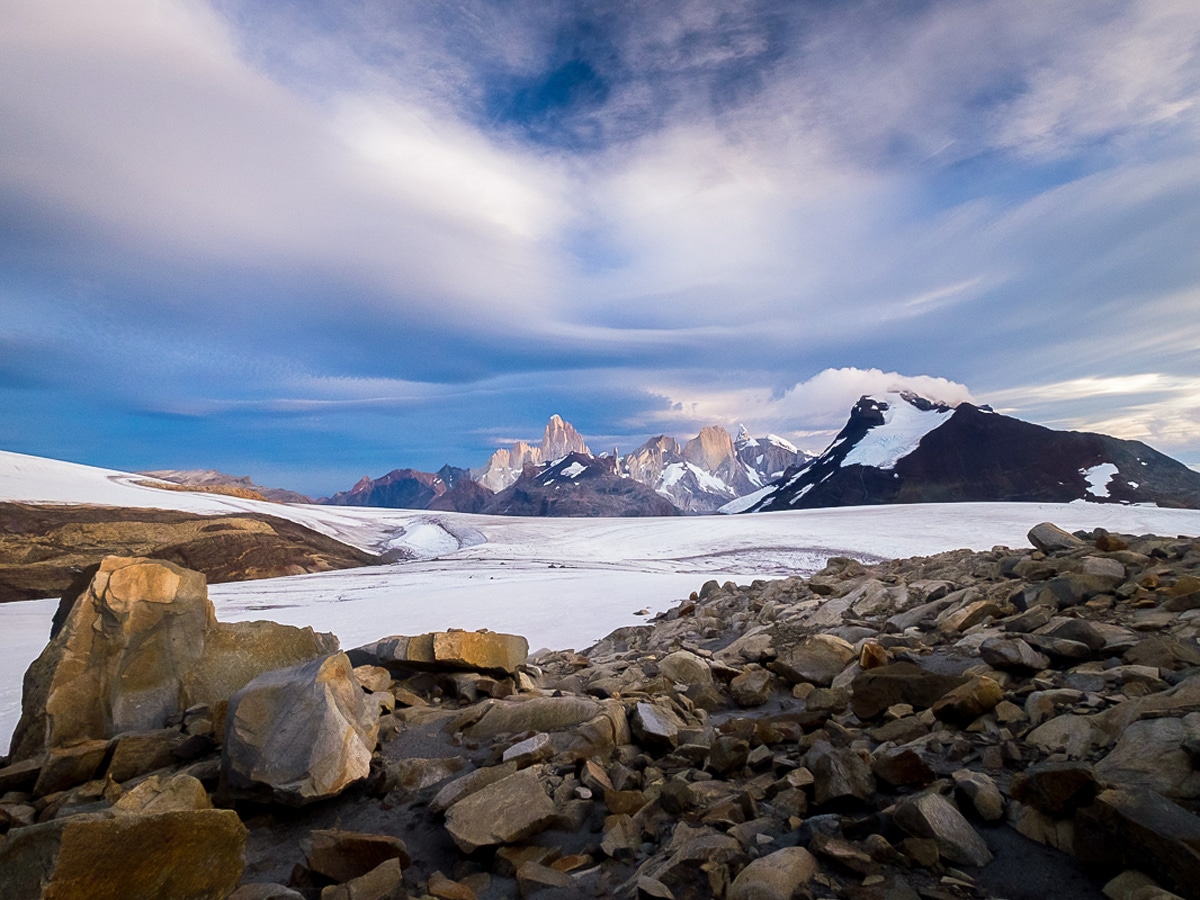 Fitz Roy mountain rage view from Refution Garia Soto on Southern Patagonia Icefield Expedition