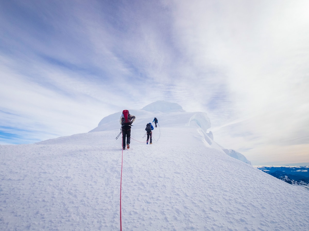 Approaching the summit of Gorra Blanca on Southern Patagonia Icefield Expedition