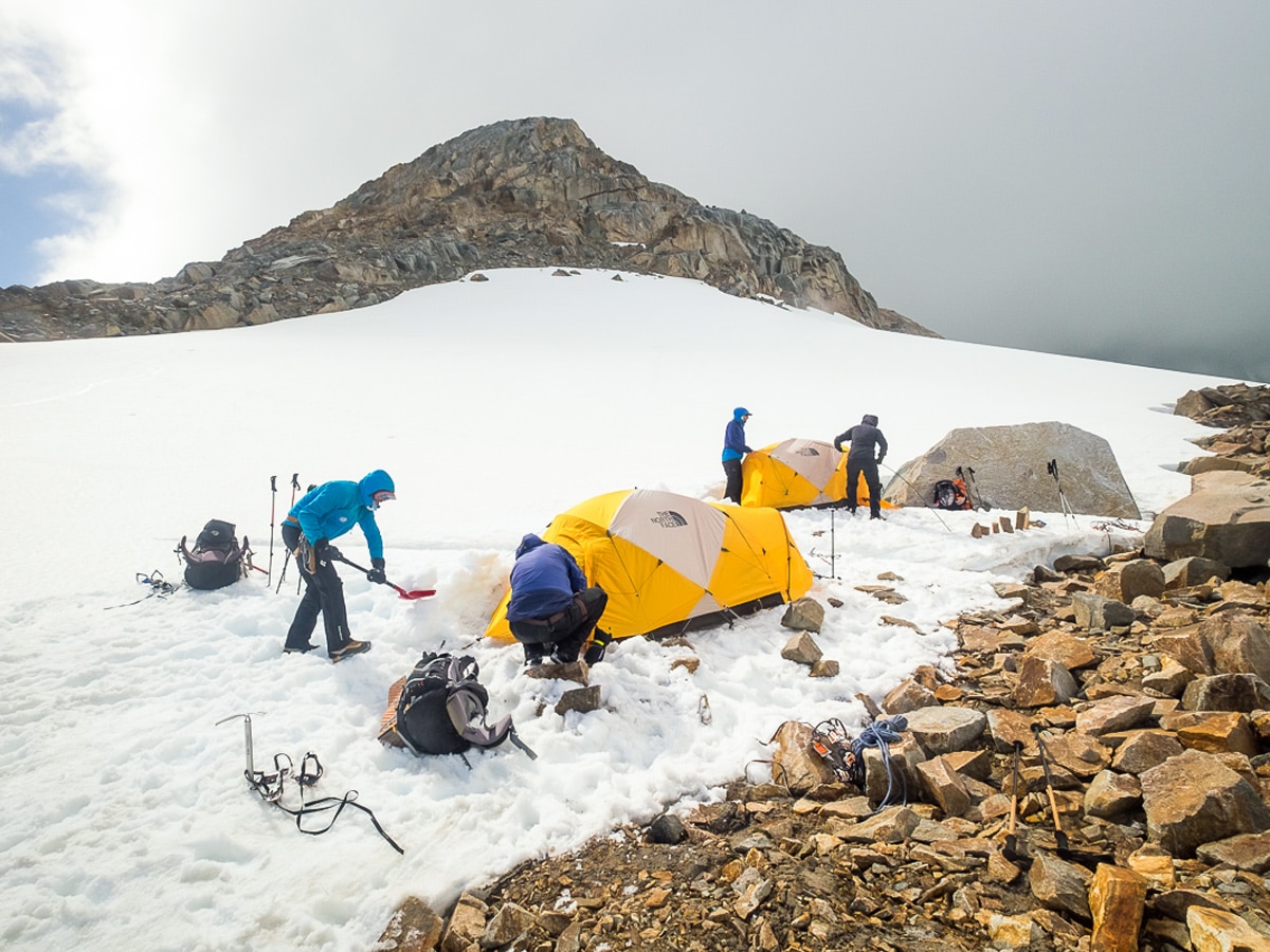 Pitching camp on Southern Patagonia Icefield Expedition