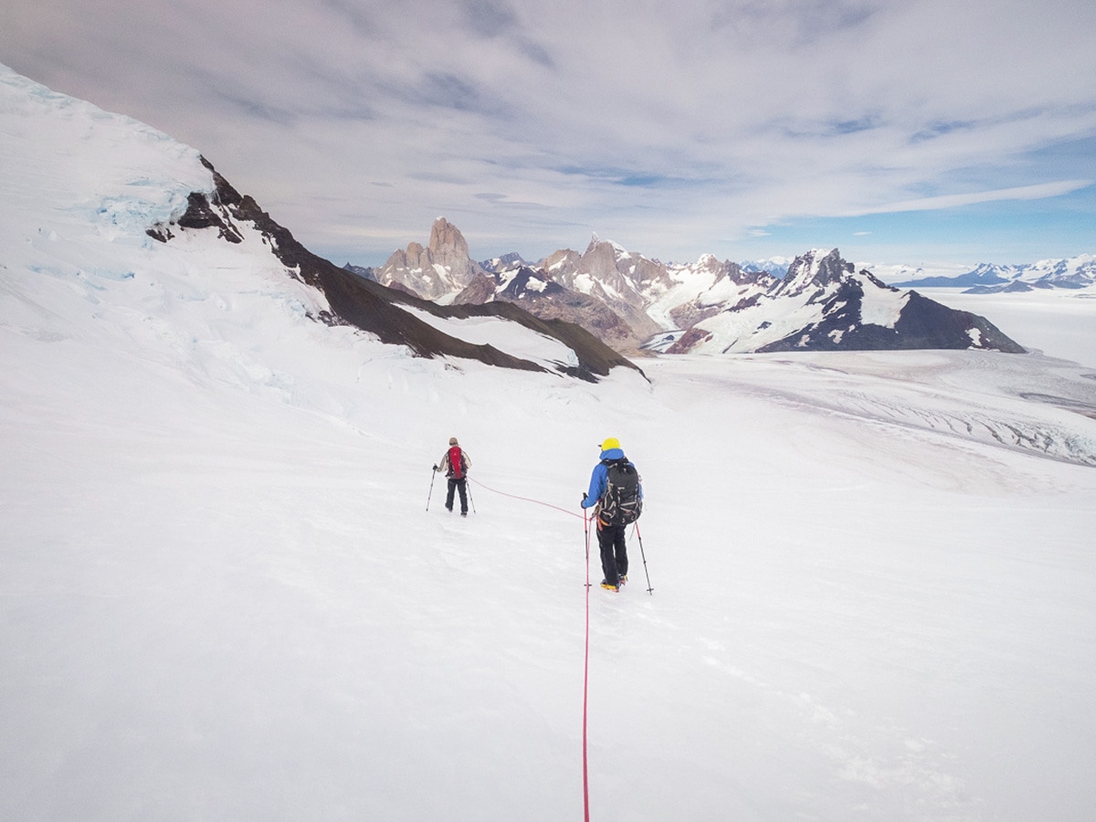 Roped together for safety on Southern Patagonia Icefield Expedition