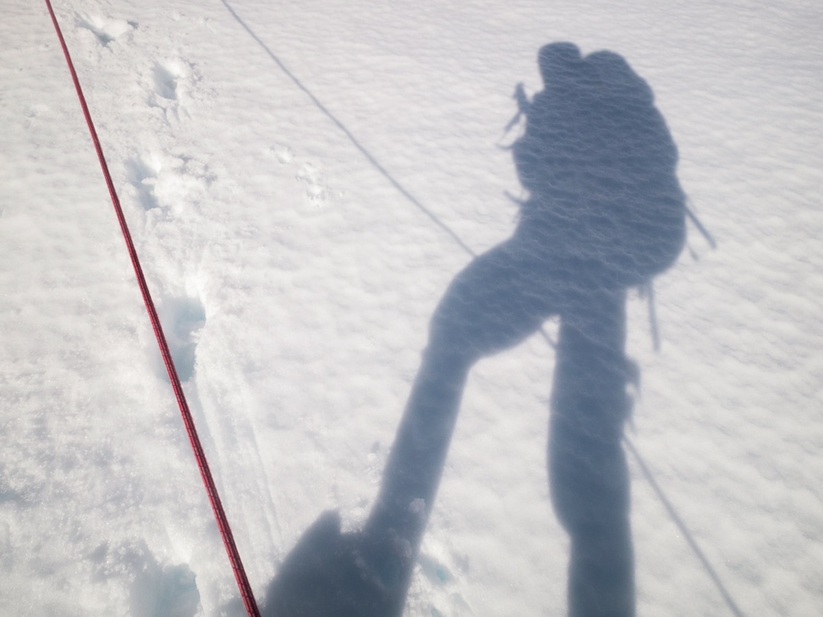 Hikers with the rope on Southern Patagonia Icefield Expedition