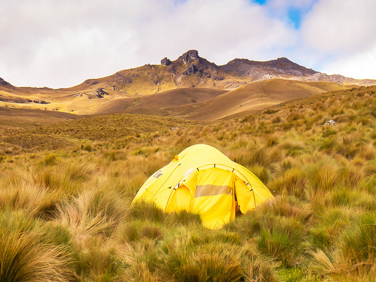 Campsite under Paso Tres Cruces on Ecuador Inca Trail trek