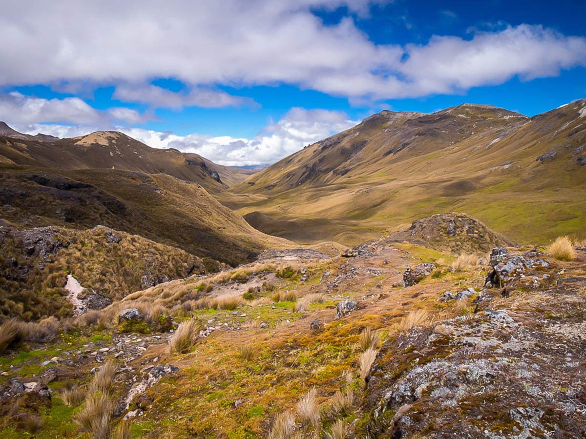 High grasslands and mountains Ecuador Inca Trail trek