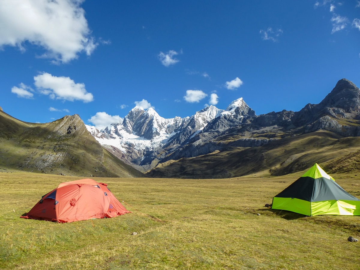 Camping in Cordillera Huayhuash on a guided tour