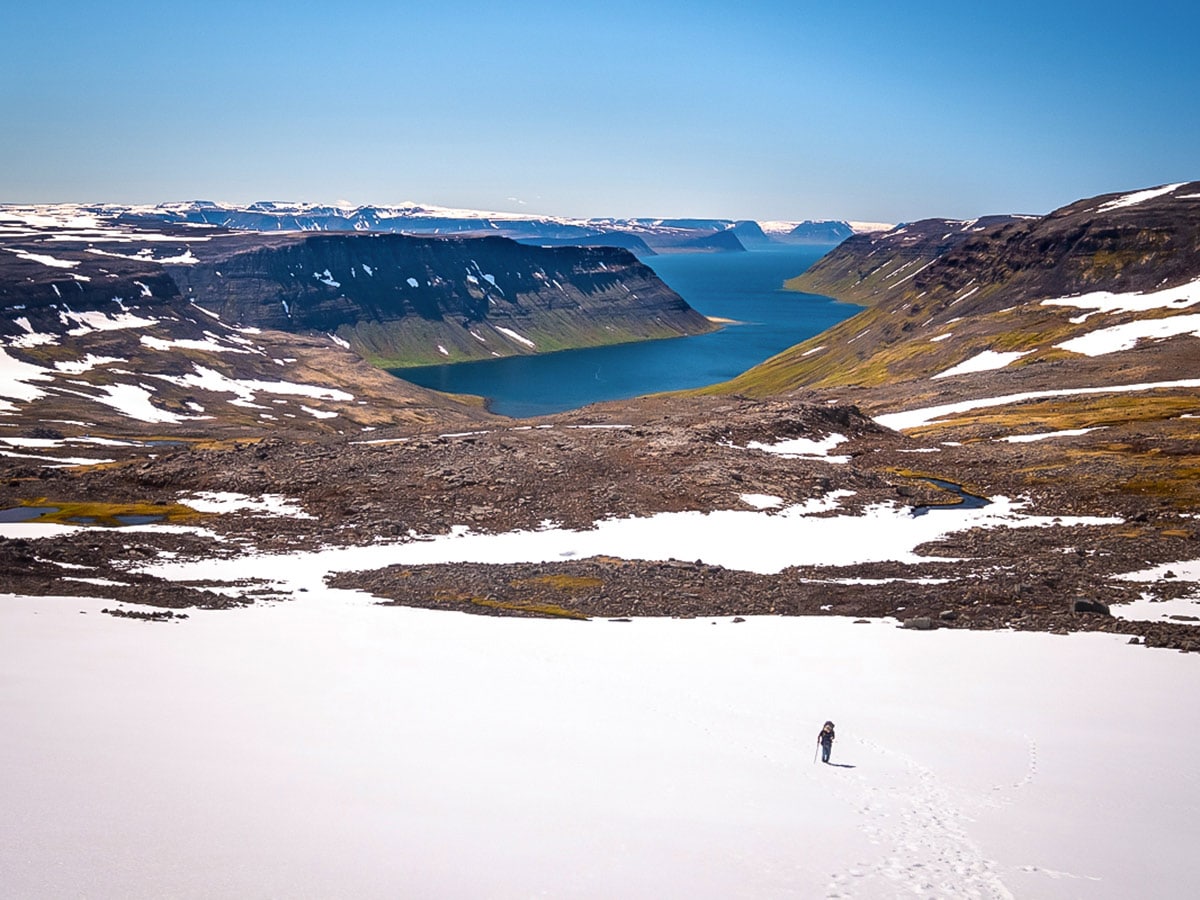 Snow on Iceland’s Hornstrandir Nature Reserve trek