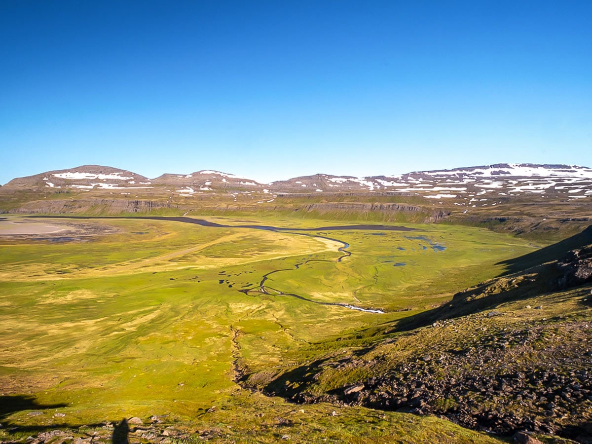 Hornvik side of the pass on Iceland’s Hornstrandir Nature Reserve trek