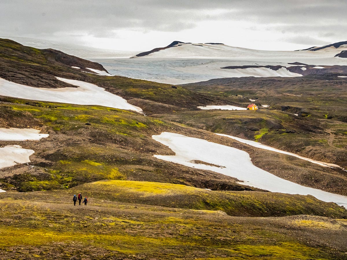 Approaching Geldingefell Hut on Iceland’s Shadow of Vatnajökull Trek