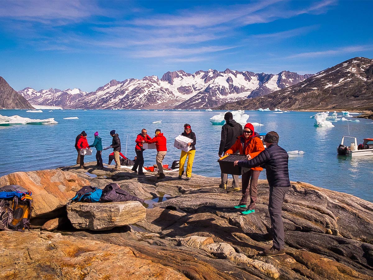 Setting up camp on Greenland’s Unplugged Wilderness Trek