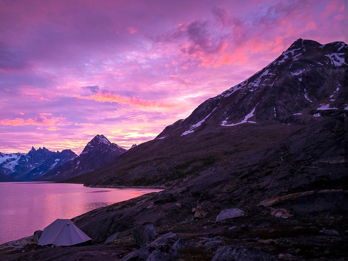 Tasiilaq Fjord campsite on Greenland’s Unplugged Wilderness Trek