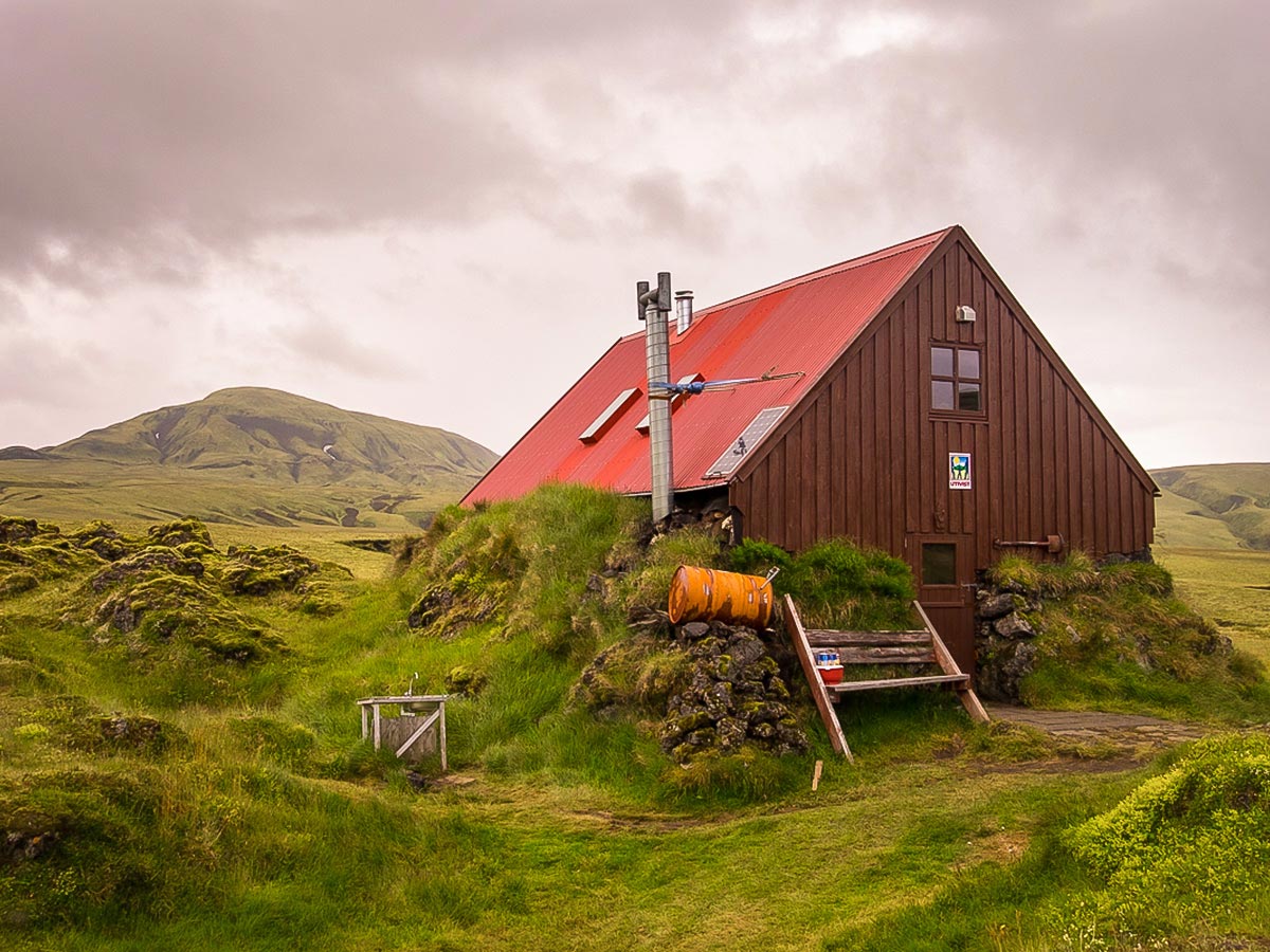 Traditional hut on Iceland’s Volcanic Trails Trek