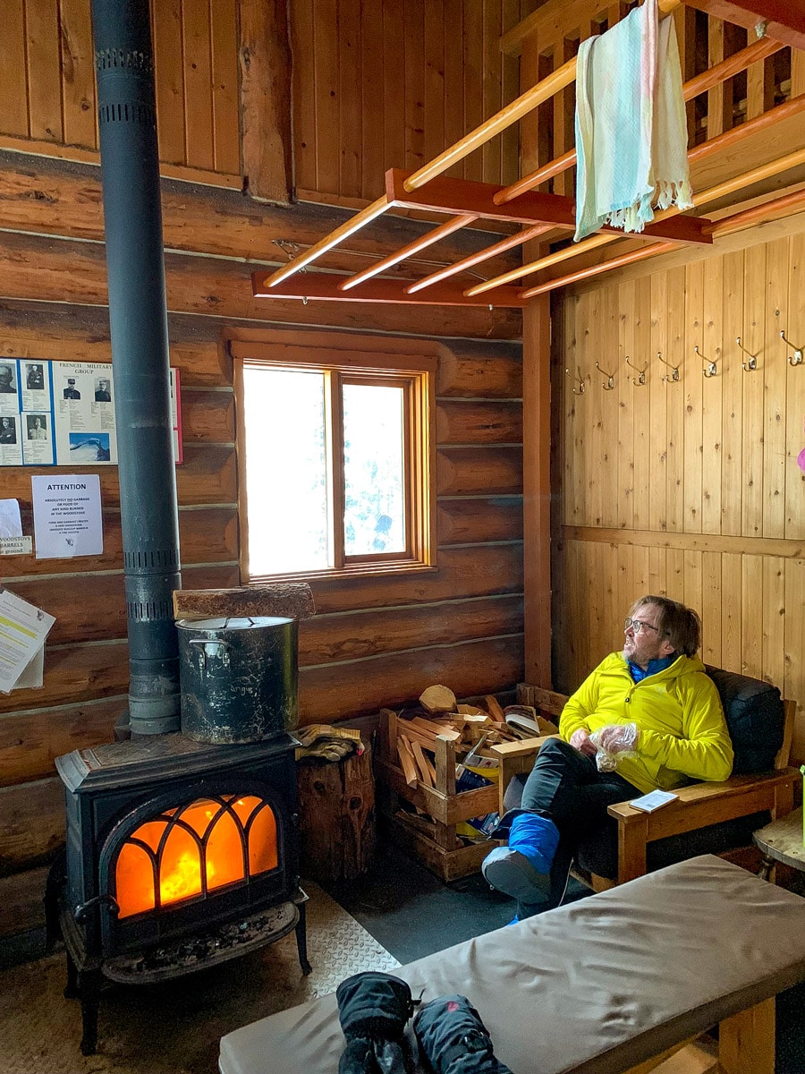 Enjoying the tranquility at Elk Lakes Cabin in winter