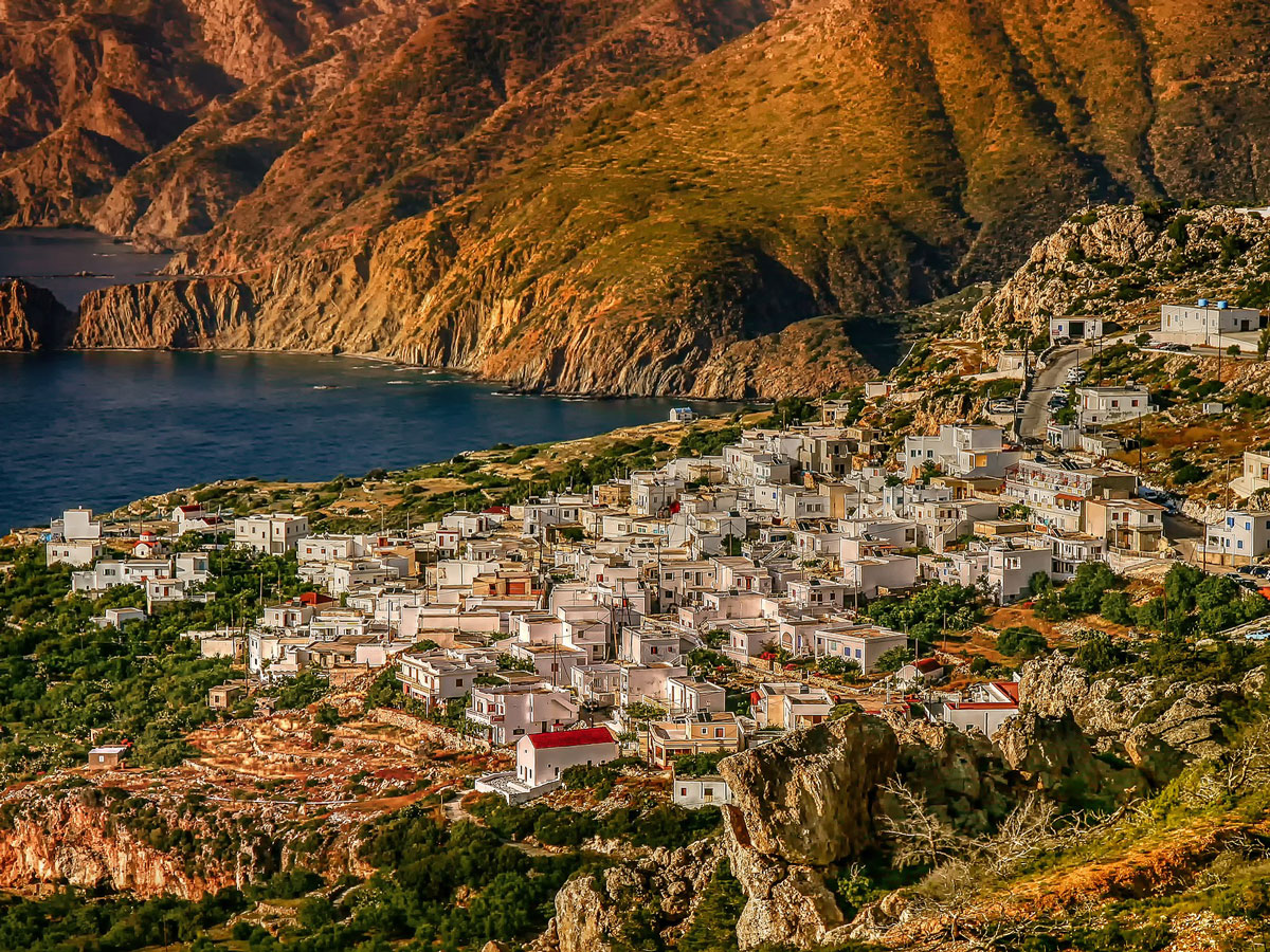 Beautiful small Greek village on hiking tour in Greece