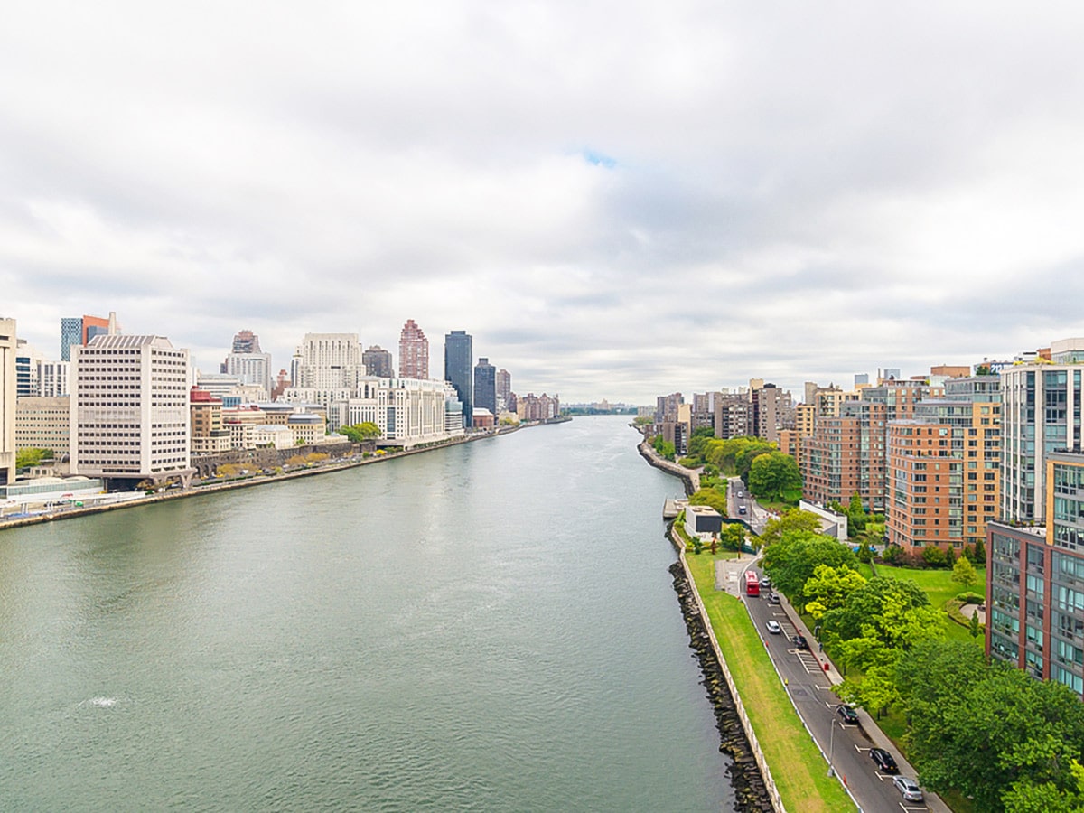 East River views from the bridge in New York City