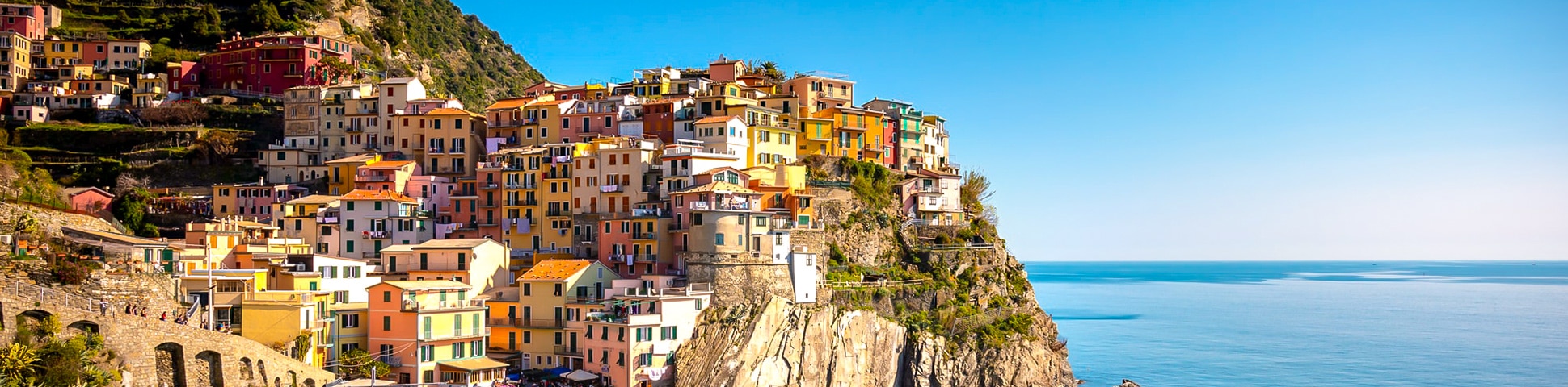 Colorful houses in small Italian village along Cinque Terre, Liguria