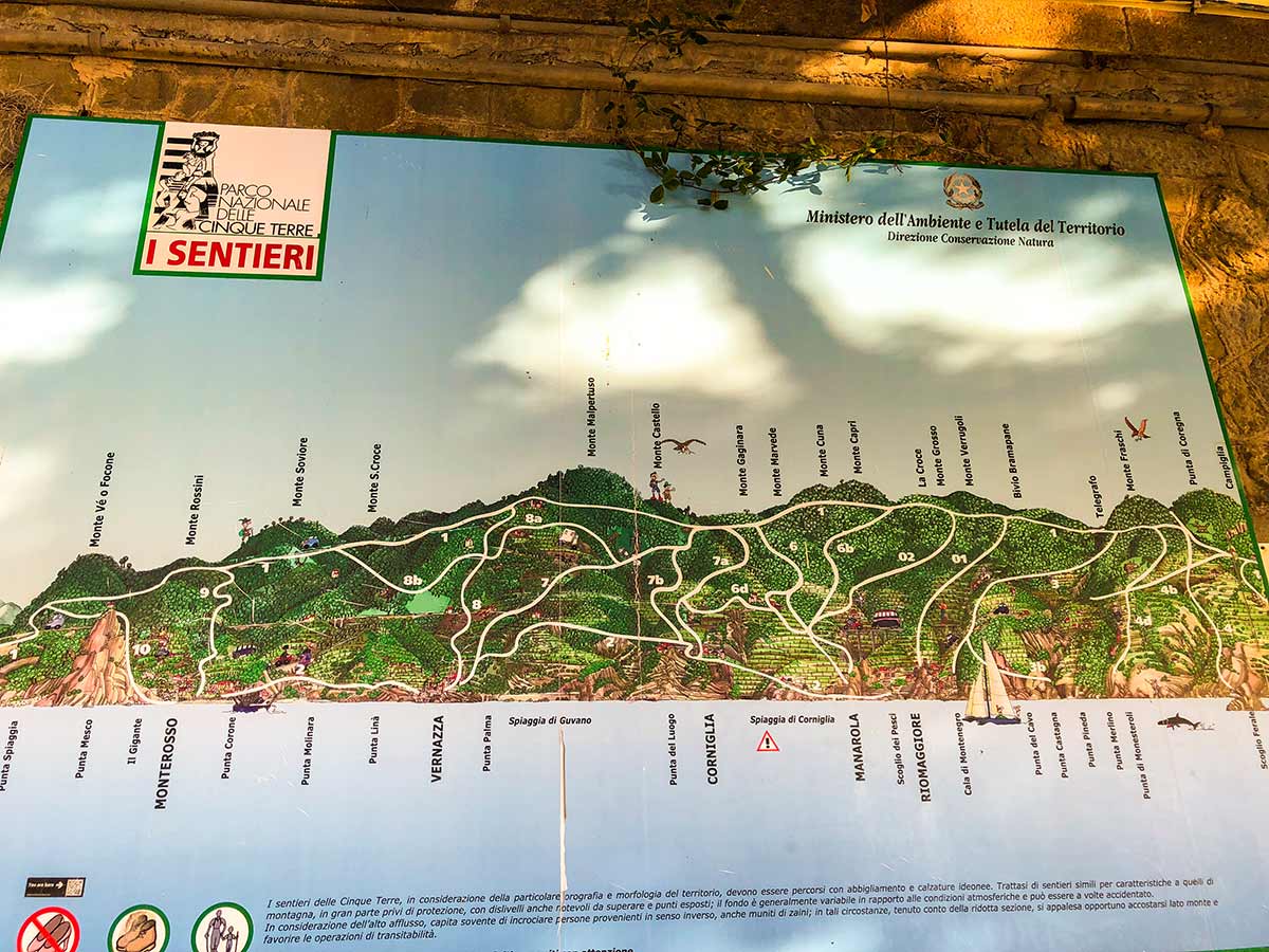 Map of Cinque Terre Walking Trails