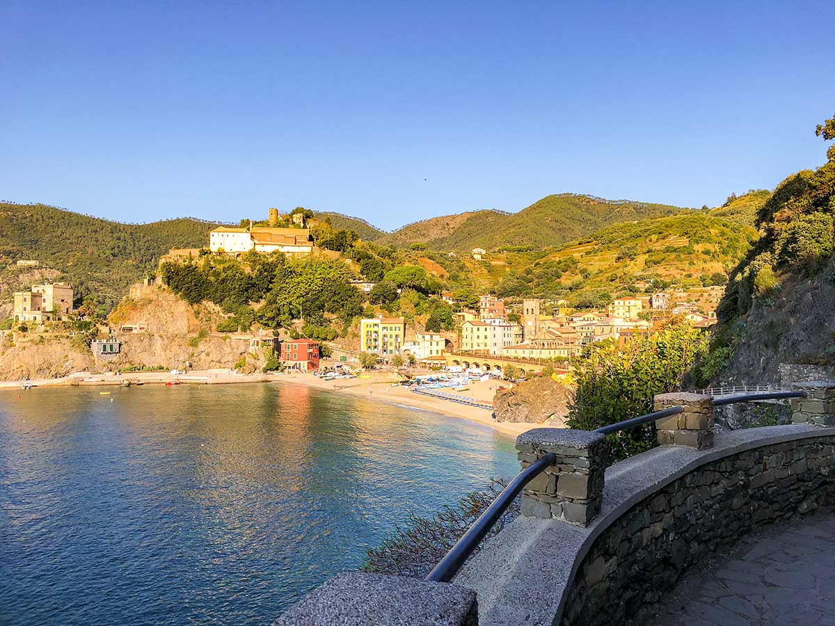 Views of Monterosso on Cinque Terre trail in Liguria, Italy
