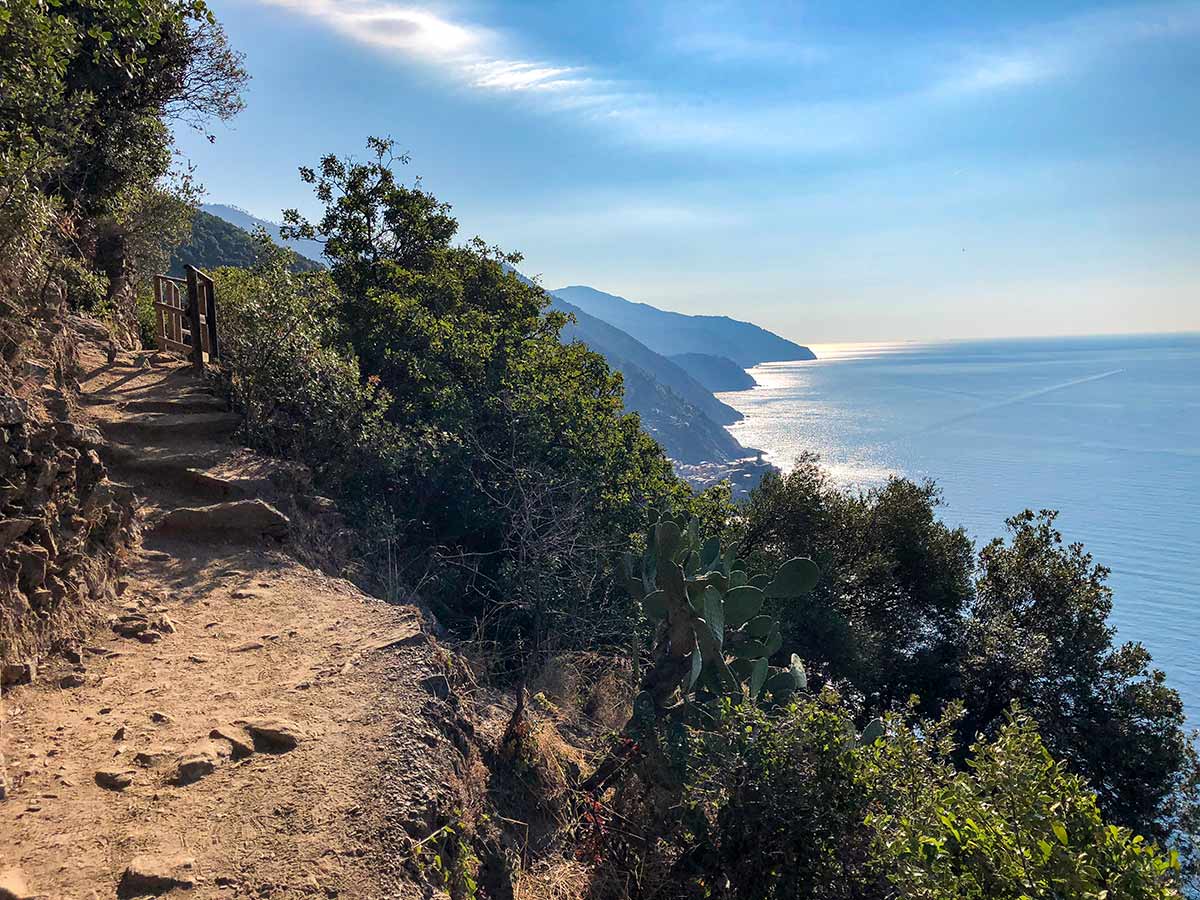 Path along the sea on Cinque Terre hike in Liguria, Italy