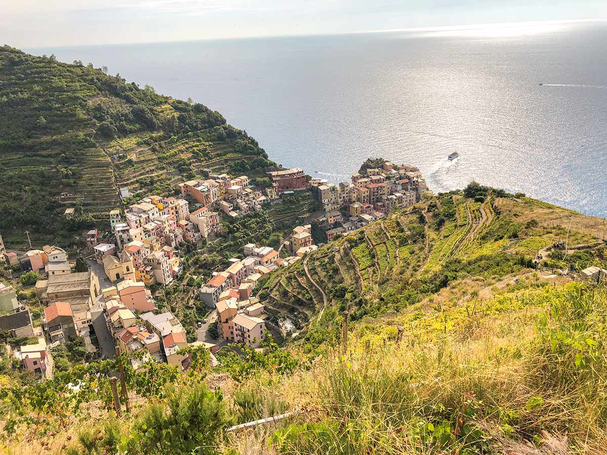 Manarola view from the hike of Cinque Terre in Liguria
