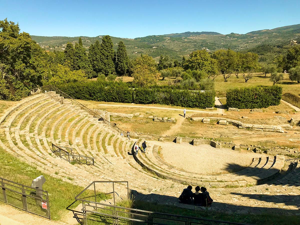Roman amphitheater on Fiesole to Firenze on the Via degli Dei Hike in Florence, Tuscany