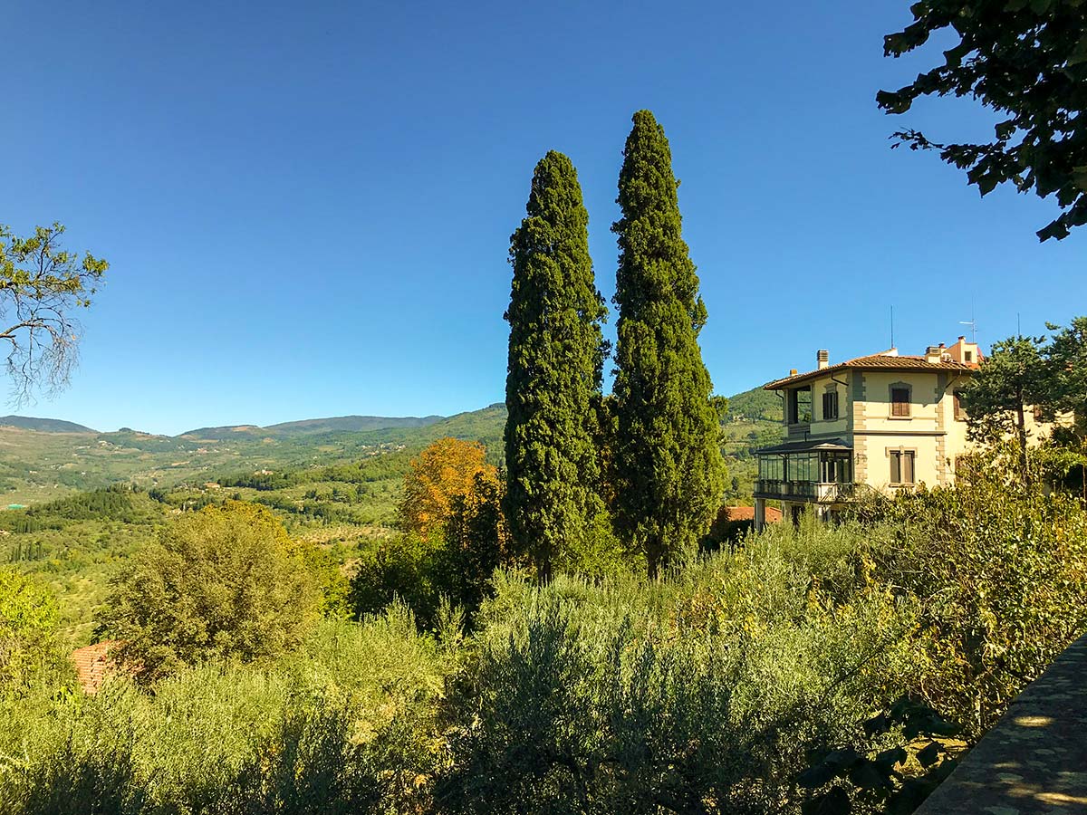 Beautiful countryside of Tuscany on Fiesole to Firenze on the Via degli Dei Hike in Florence, Tuscany