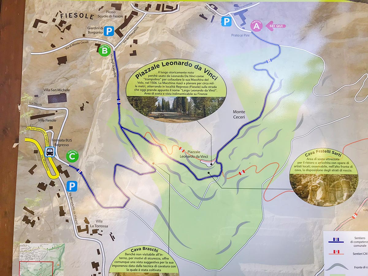 Map of Fiesole to Firenze on the Via degli Dei Hike in Florence, Tuscany