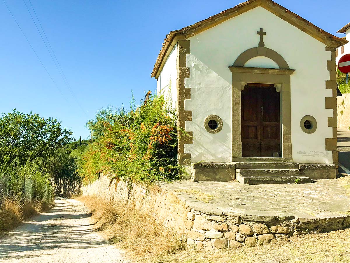 Small church along the trail of Fiesole to Firenze on the Via degli Dei Hike in Florence, Tuscany