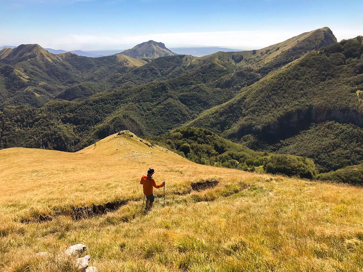 Slowly descending on Monte Croce from Palagnana Hike in Tuscany