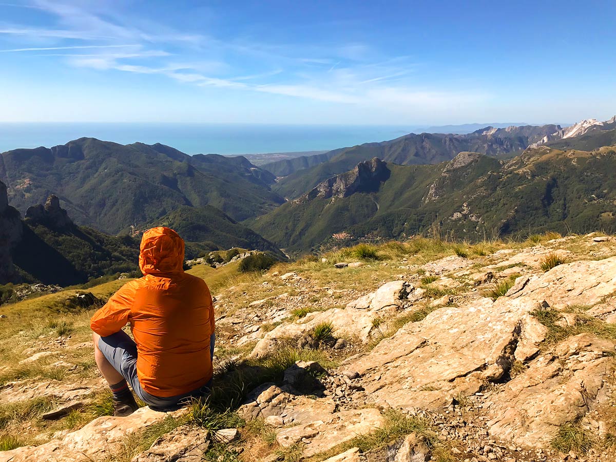 Resting on Monte Croce from Palagnana Hike in Tuscany